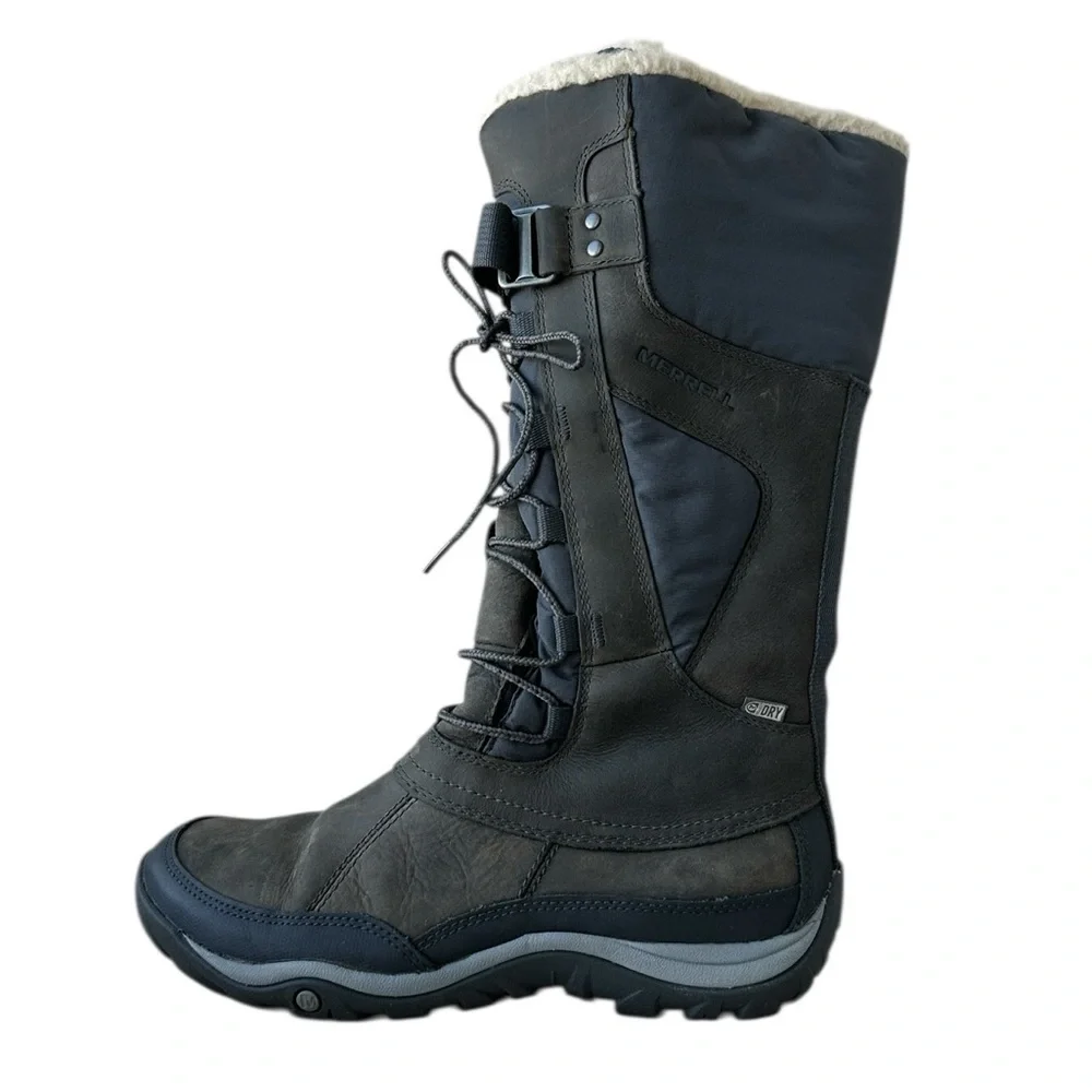 Merrell Women's Murren Tall Winter Snow Boots in Pewter Gray Sporty‎ Size 7.5